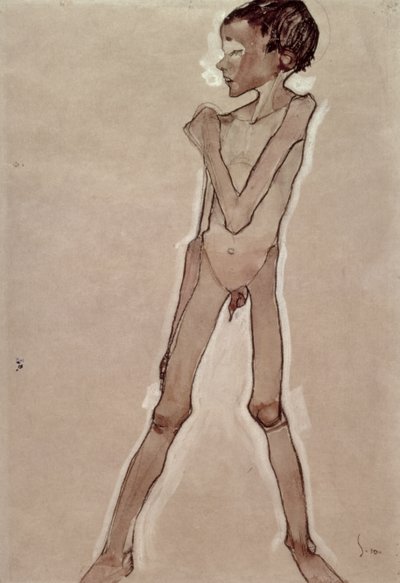 Nackter Junge stehend von Egon Schiele